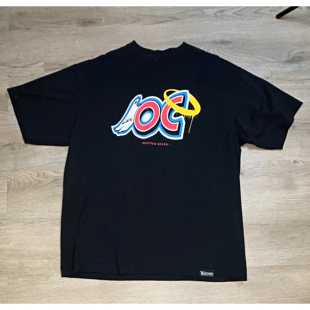WISEMEN Men's Black Graphic Logo Crew Neck Short Sleeve T-Shirt Size 2X